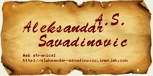 Aleksandar Savadinović vizit kartica